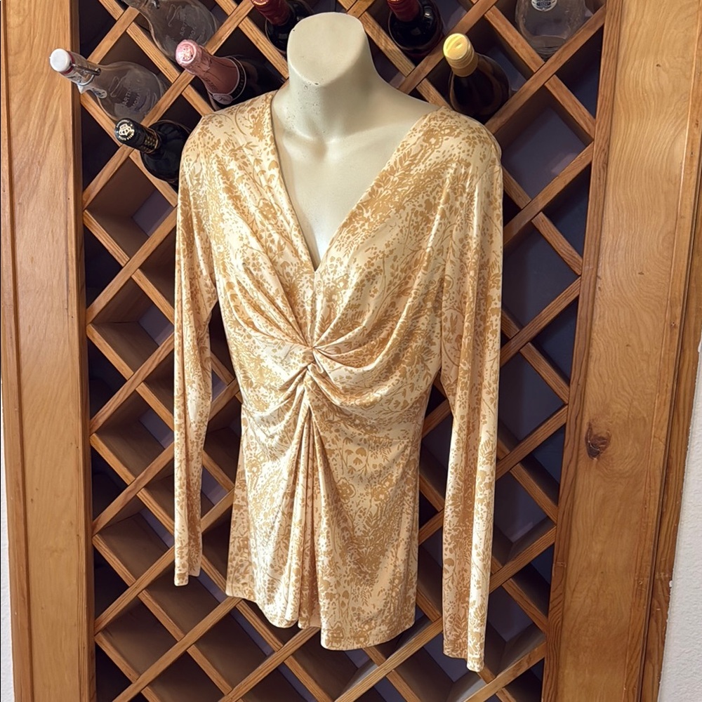 Ilse Jacobsen Gold Ruched Tie Front Blouse